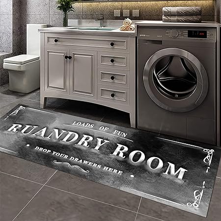 Laundry Room Rug 20"X59", Farmhouse Runner Rug Non Slip Waterproof Laundry Room Mat Floor Carpet for Kitchen, Washhouse, Mudroom