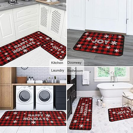 Non Skid Washable Black Santa Claus Christmas Rugs and Mats