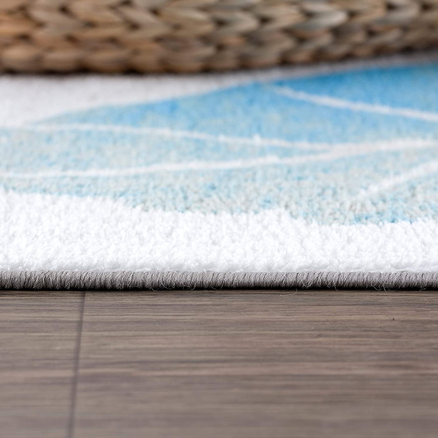 Modern Floral Blue Grey Non Slip Large Flower Area Rug