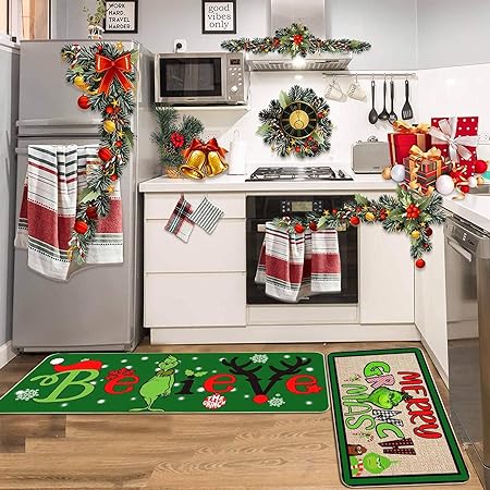 Green Monster Non Slip Christmas Kitchen Decoration, Set of 2
