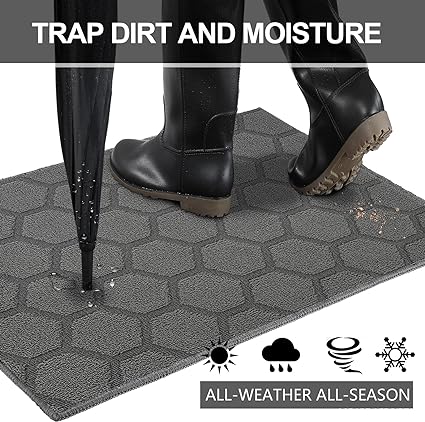 Machine Washable Non-Slip Rubber Backing Entrance Rug, Low Profile Absorbent Dirt Trapper Doormat