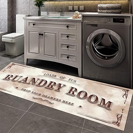 Laundry Room Rug 20"X59", Farmhouse Runner Rug Non Slip Waterproof Laundry Room Mat Floor Carpet for Kitchen, Washhouse, Mudroom