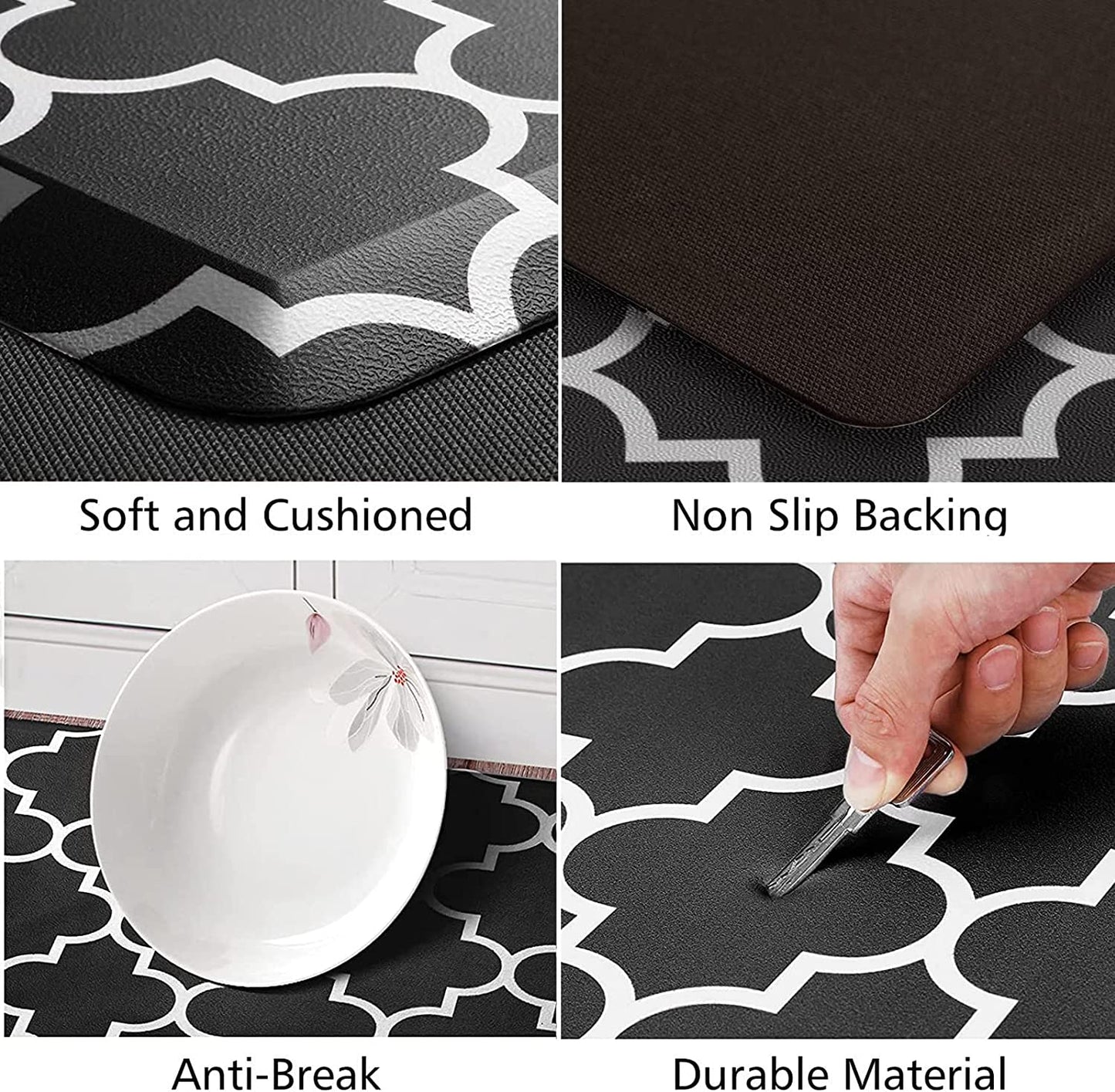 [2 PCS] Anti-Fatigue Kitchen Rug, Waterproof Non-Slip Kitchen Heavy Duty PVC Ergonomic Comfort for Kitchen  , Floor Home, Office, Sink, Laundry,Grey