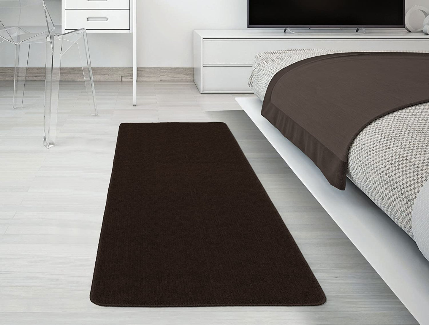 Softy Solid Non-Slip Kitchen Runner Bath Rug, Brown