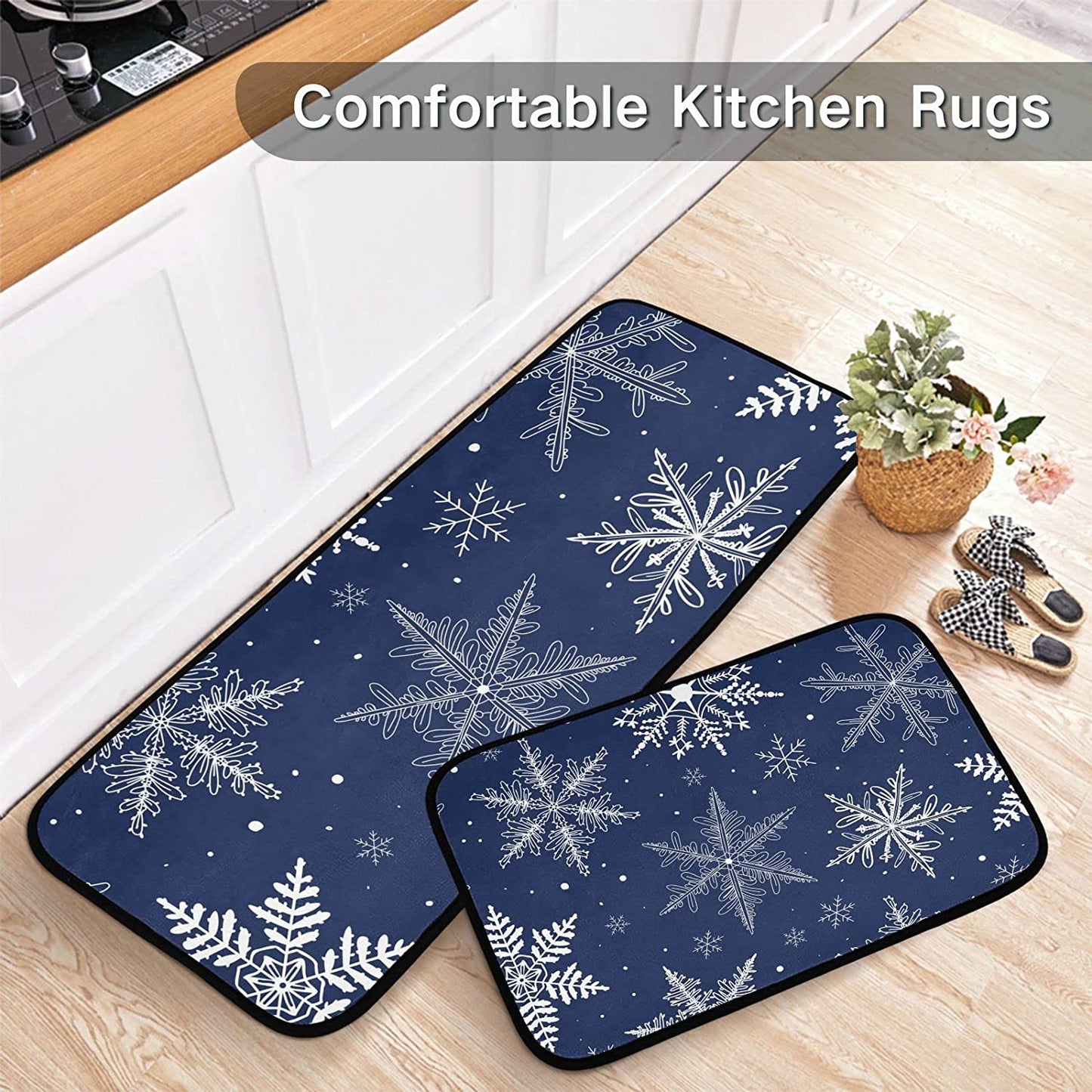 2 Pieces Honeycomb Beehive Wasp Bumblebee Anti Fatigue Kitchen Rug Set - 20"x28"+20"x47" 20"x28"+20"x47"