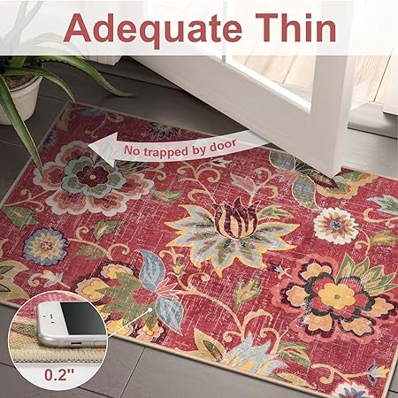 2x3 Beige Washable Non Slip, Non-Shedding Throw Entry Rugs for Inside House Bedroom Bathroom