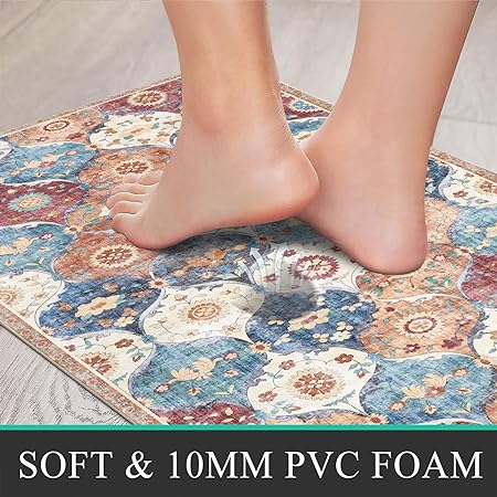 2 Pcs Anti Fatigue Cushioned Waterproof Comfort Standing Mat, 17"x47"+17"x27"