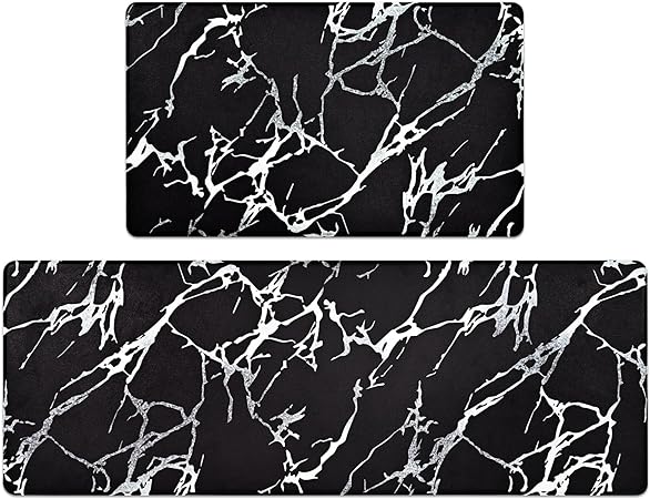 Cushioned Anti-Fatigue Waterproof Non-Slip Kitchen Mats and Rugs, 17''x47'' + 17''x30''