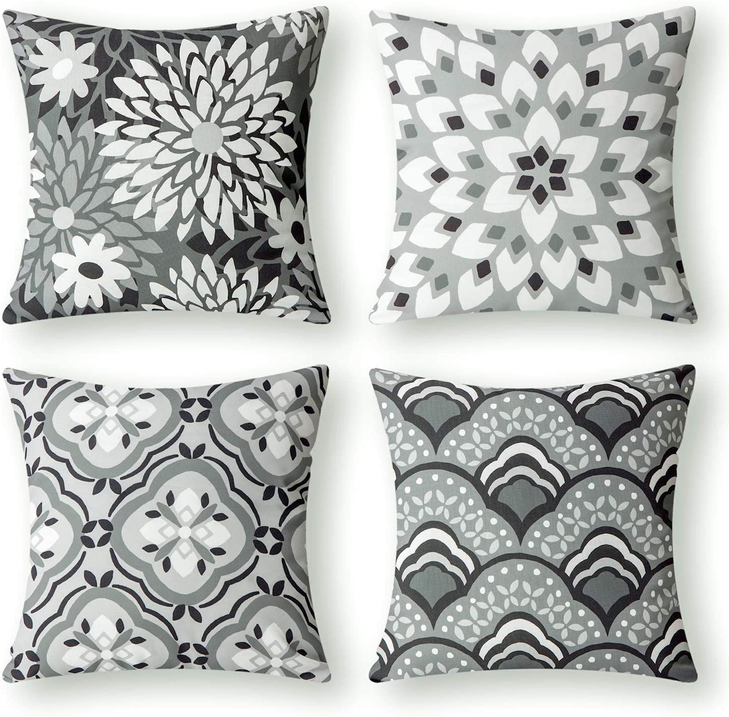 Set of 4 New Living Series Dahlia and Oriental Double Side Print Decorative Throw Pillow Case Cushion Cover
