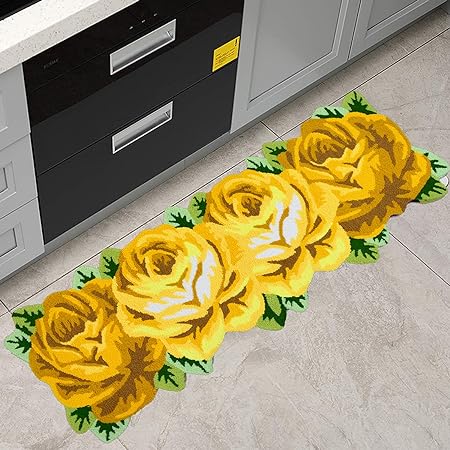 Yellow Flower Floor Mat Modern Rustic Carpet Washable Doormat Farmhouse Decor