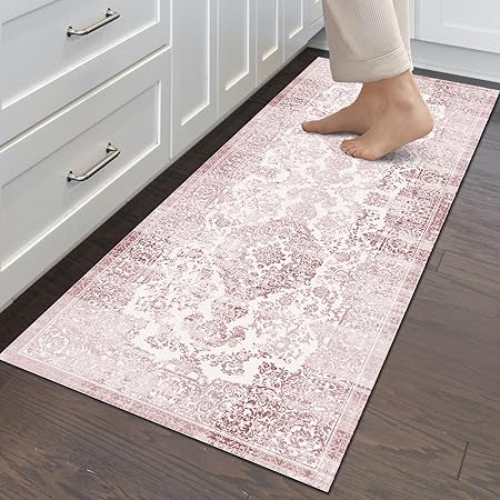 Boho Vintage Tebriz Non Slip Washable Cushioned Waterproof Rugs for Kitchen, 20 x 48