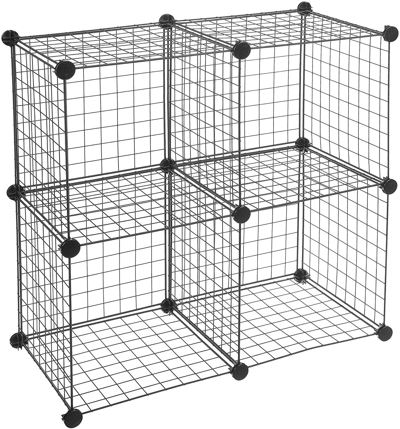 6 Cube Grid Wire Storage Shelves, Black