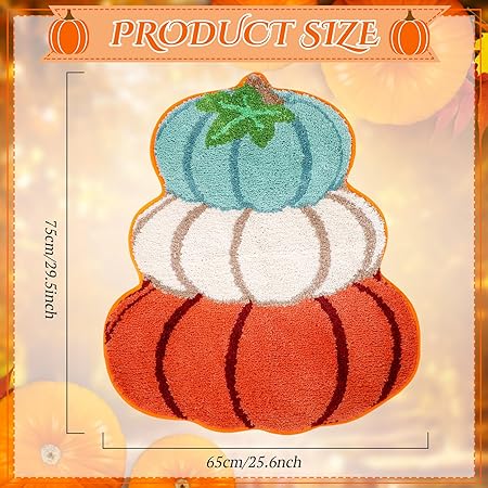 Non Slip Thanksgiving Pumpkin Shape Autumn Cute Orange Floor Mat (27.6 x 21.7 Inch)