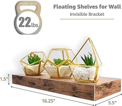 Storage - 16" Floating Shelves for Wall - Set of 3