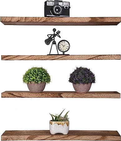 Nature Wood Floating Shelves for Wall Decor, Set of 4 Wooden 36 Inch