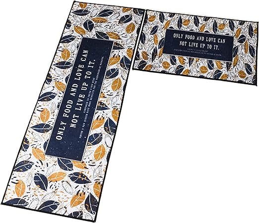 Printed Cushioned Non-Slip Kitchen Runner 2 PCS Set 16×24+16×47inch