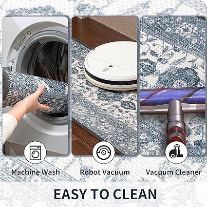 Non Skid Washable Absorbent Kitchen Runner Rugs 2 Pcs, 17"x32"+17"x48" (Brown)