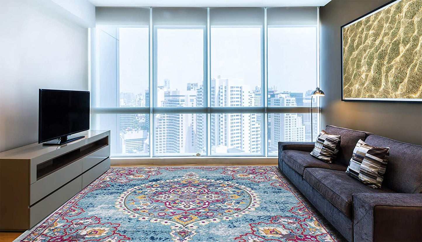 Rixos Medallion Vintage Area Rug, Blue