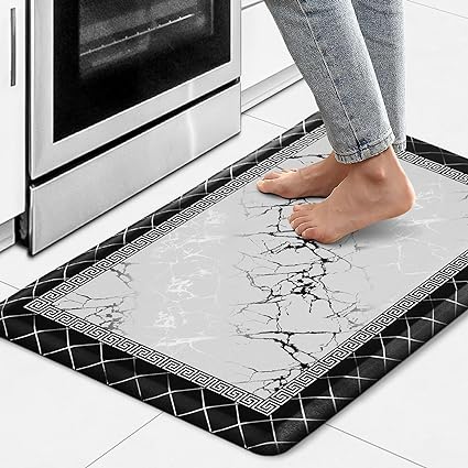 1/2 Inch Thick Anti Fatigue Kitchen Rugs and Mats Cushioned Kitchen Floor Mat Non-Skid Waterproof Kitchen Mats for Standing Desk Office Sink 17.3"x39", White