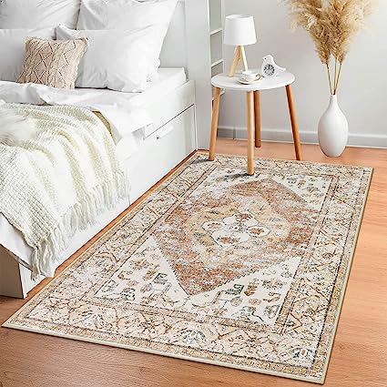Non-Slip Distressed Vintage Persian Oriental, Small Accent Throw Low Pile Traditional Area Rug - 2' X 3'