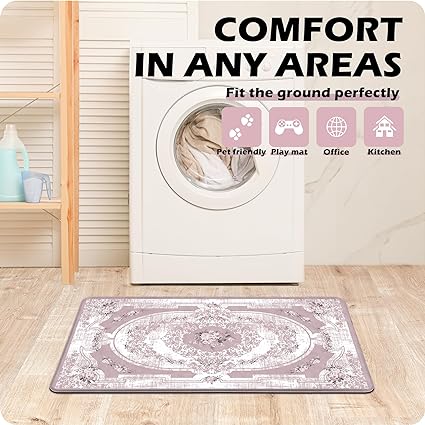 Set 2 Pieces,0.4 Inches Thick Non Slip Kitchen Rugs and Mats Teal Wood Cushioned Anti Fatigue Floor Mat Waterproof Comfort Standing Runner Sink Rug,17.3 x 28+17.3 x 47 Inch