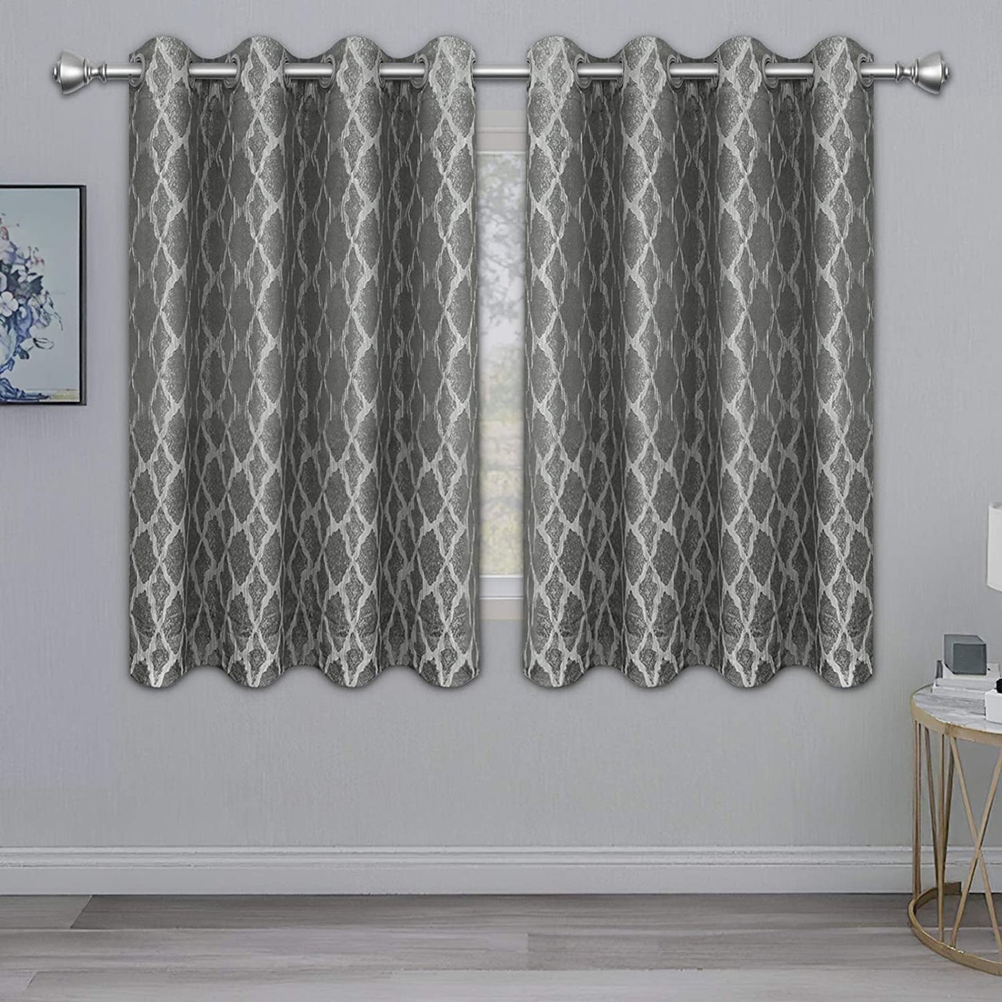 Jacquard Blackout Curtains for Bedroom, Cold/Heat/Sun Blocking and Noise Reduction Thermal Insulated Window Drapes, Camel, 52 x 63 inch Length, Set of 2 Grommet Curtain Panels