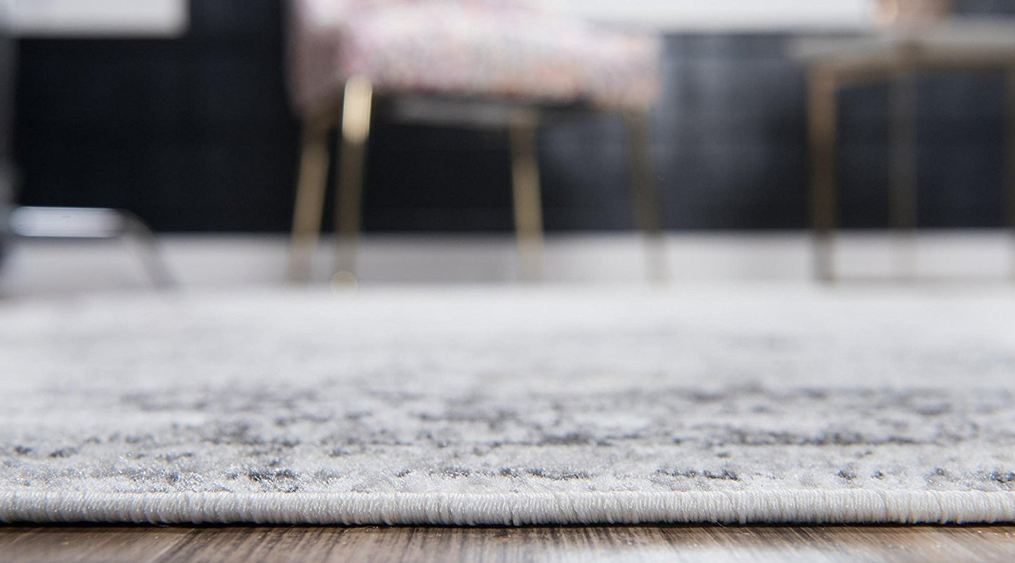 Vintage Distressed Bordered Gray Area Rugs