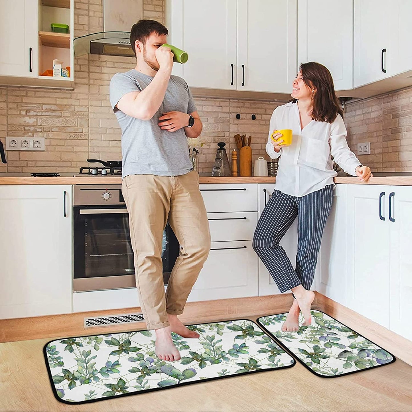 2 Pieces Honeycomb Beehive Wasp Bumblebee Anti Fatigue Kitchen Rug Set - 20"x28"+20"x47" 20"x28"+20"x47"