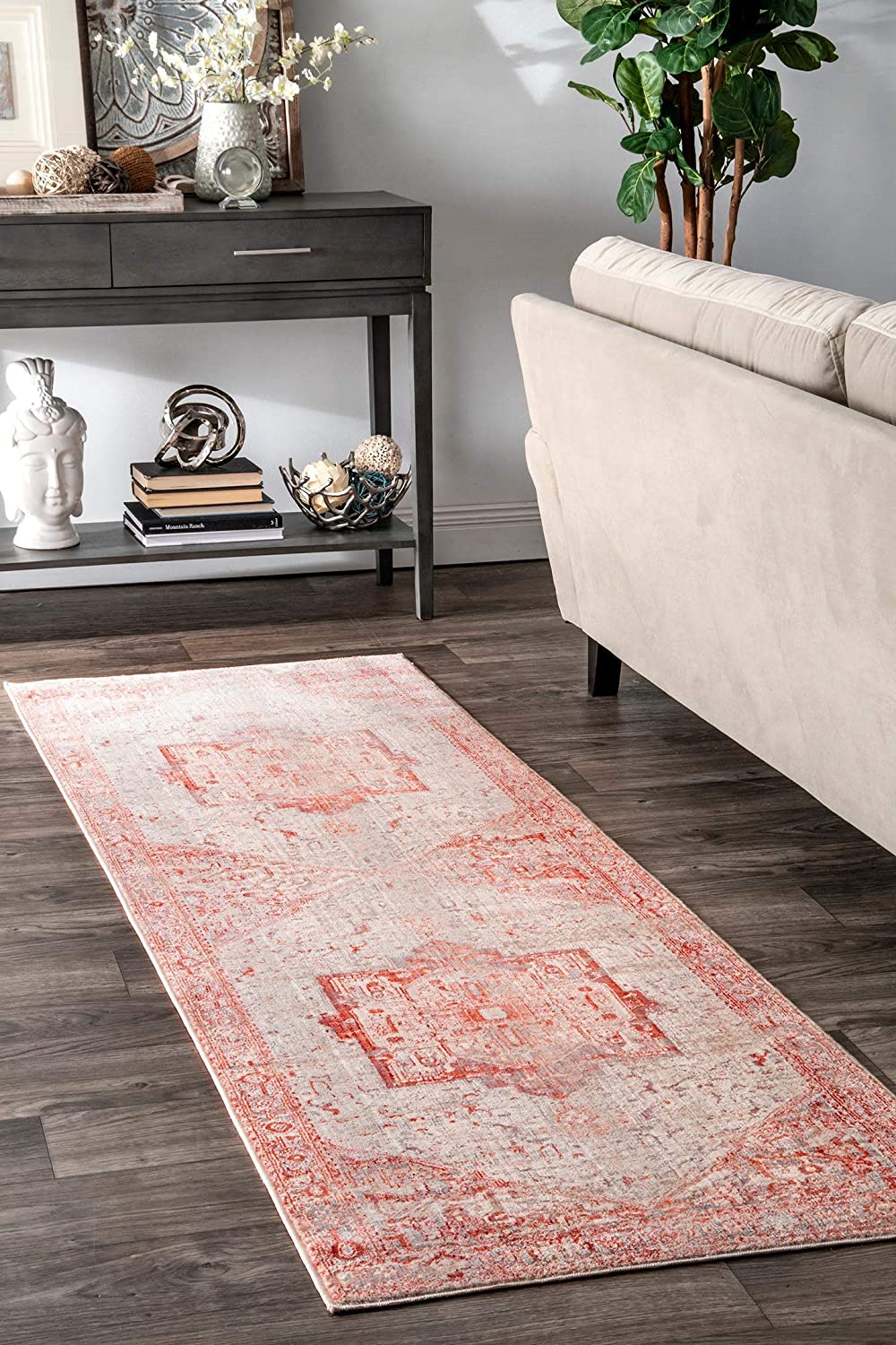 nuLOOM Ethel Medallion Fringe Area Rug, Red