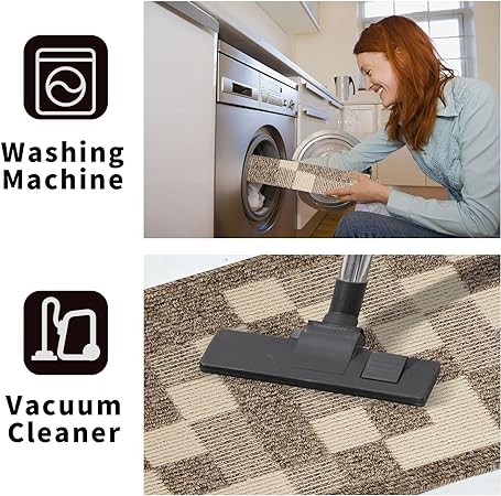 Washable-Kitchen-Mats-for-Floor Non-Slip Kitchen Mats Set of 2 Absorbent Kitchen Runner,19.7 X 31.5”+19.7 X 47.2”, Black