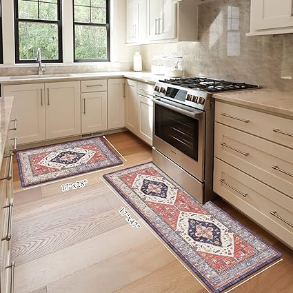 Anti Fatigue Cushioned Memory Foam Non Slip Kitchen Mats for Floor 2 Piece Set,