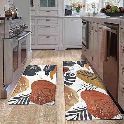 Set of 2 Non Skid Kitchen Mats for Floor Cushioned Anti Fatigue Kitchen Floor Mats Waterproof Comfort Mats for Standing Sink Laundry, 17.3"x28"+17.3"x47"/0.4inch