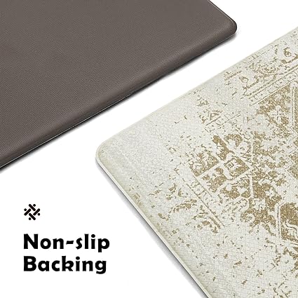 Colorful Stripe Anti Fatigue Non Slip Comfort Cushioned Standing Mat, 17"x47"+17"x30"