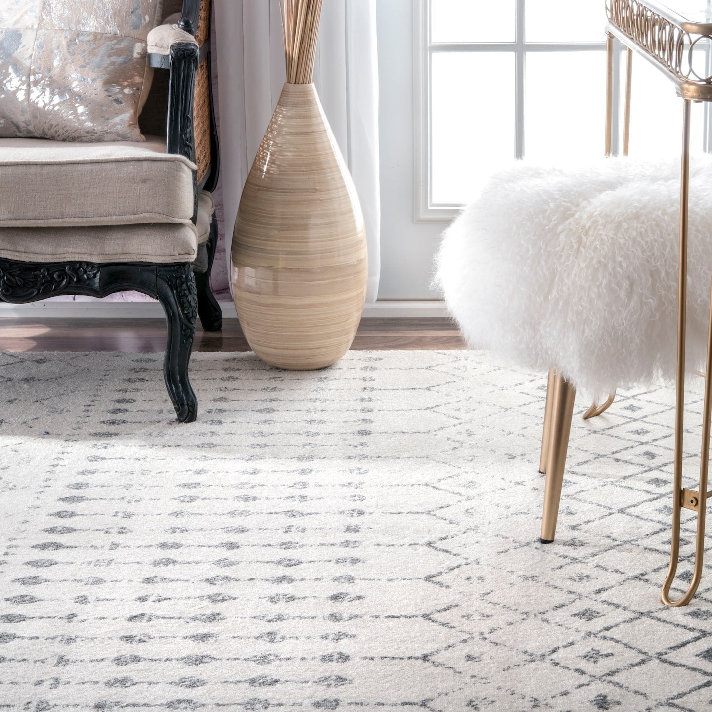 Premium Transitional Vintage Ivory Gray Area Rugs