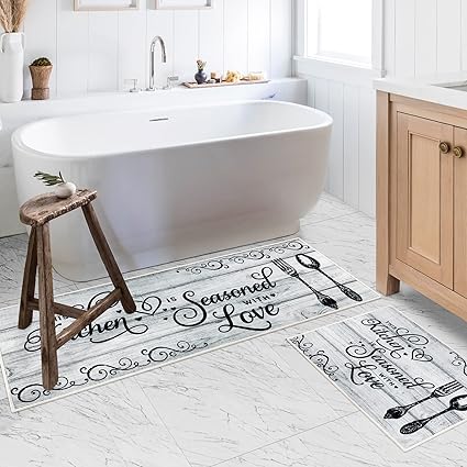 Non-Slip Backing Natural Design Throw Rug Lemon Design, 17"x48"+17"x24"