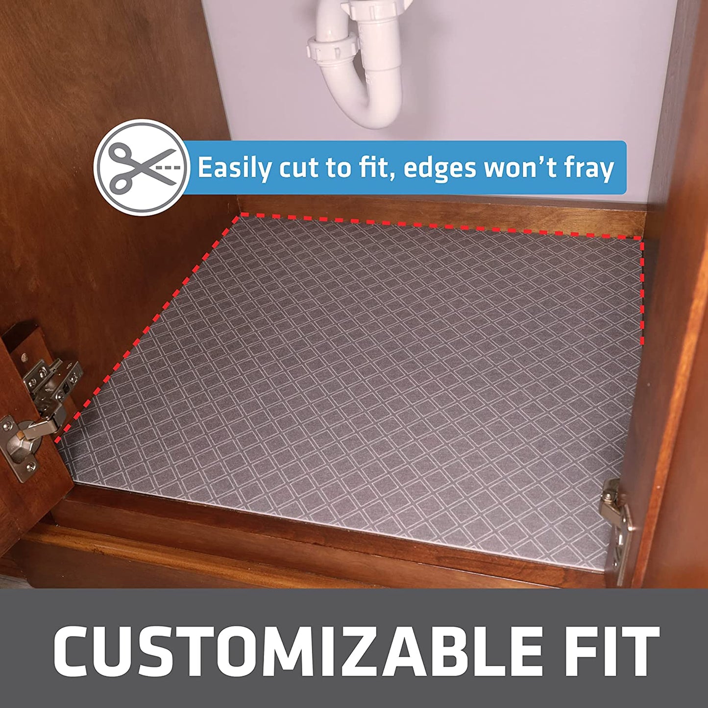 Under Sink, Waterproof Cabinet Protection, Absorbent Shelf Liners, Slip-Resistant, Non-Adhesive, Machine Washable, Durable Mats (USA Made)(24”x29”)(Charcoal)