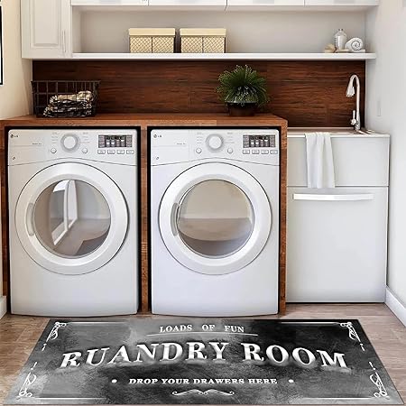 Laundry Room Rug 20"X59", Farmhouse Runner Rug Non Slip Waterproof Laundry Room Mat Floor Carpet for Kitchen, Washhouse, Mudroom