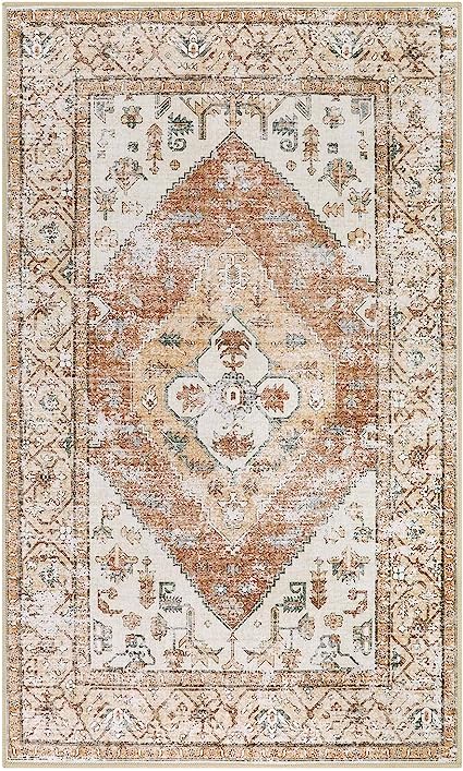 Non-Slip Distressed Vintage Persian Oriental, Small Accent Throw Low Pile Traditional Area Rug - 2' X 3'