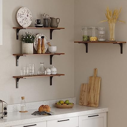 31.5 Inch Wall Mounted Shelves Set of 2 - Rustic Brown