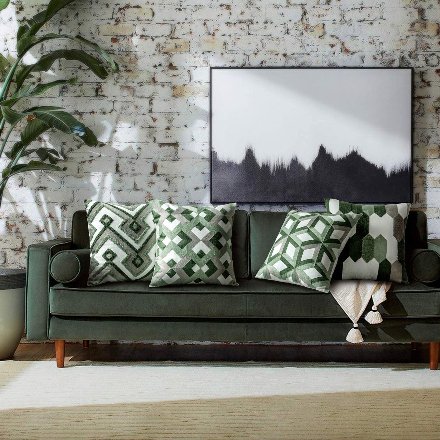 Set of 4 Geometric Series Throw Pillow Case Cushion Cover