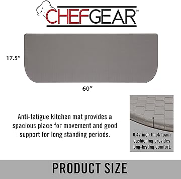 Anti Fatigue Kitchen Mat (17.5" x 32", Dark Grey Wedge) Half Circle Basketweave Design, Non-Slip Cushioned Comfort Chef Mat, Standing Desk Mat/Rug for Relief & Support