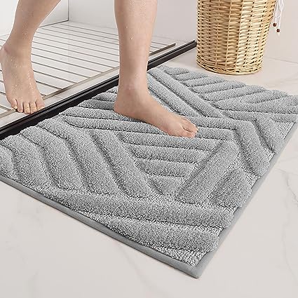 Upgraded White Bathroom Rugs - Refresh Your Bathroom with Color G Absorbent Microfiber Bath Mat - Non Slip, Soft, Washable, Quick Dry, 16”x24” Small Bath Rug Bathroom Carpet for Shower