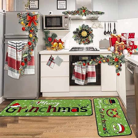 Green Monster Non Slip Christmas Kitchen Decoration, Set of 2