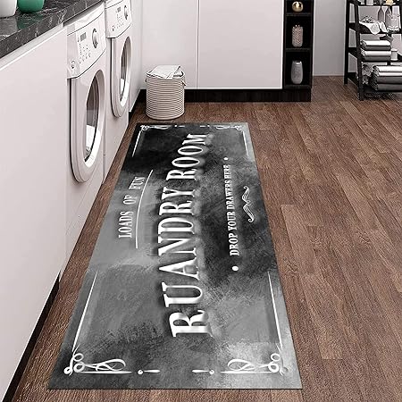 Laundry Room Rug 20"X59", Farmhouse Runner Rug Non Slip Waterproof Laundry Room Mat Floor Carpet for Kitchen, Washhouse, Mudroom