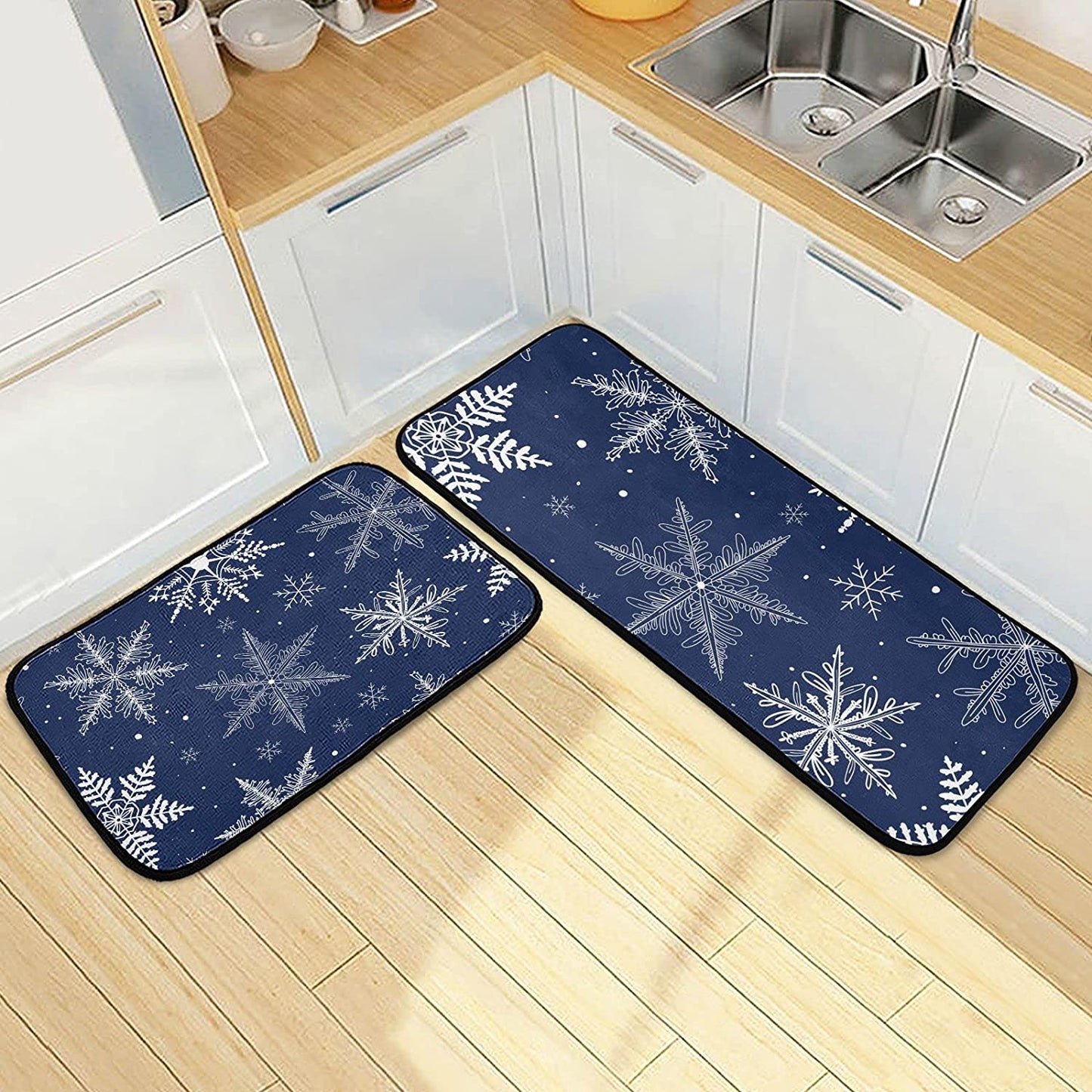 2 Pieces Honeycomb Beehive Wasp Bumblebee Anti Fatigue Kitchen Rug Set - 20"x28"+20"x47" 20"x28"+20"x47"