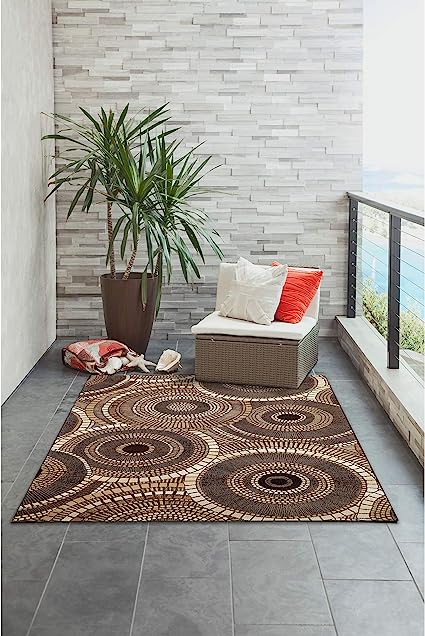 Marina Indoor Outdoor Rug - 2'7" x 4'3", Triangle Border Grotto