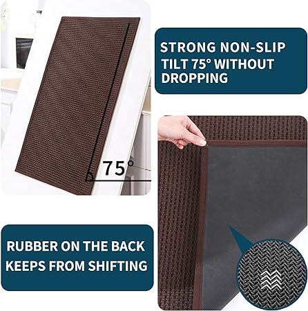 Sets of 2 Absorbent Non Skid Washable Kitchen Rugs and Mats, 17" x 30" + 17" x 59"