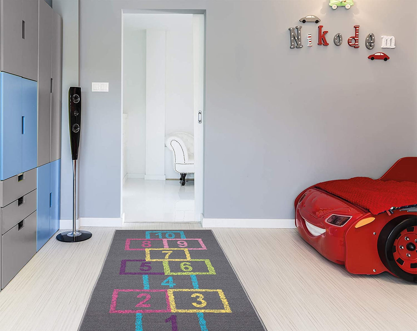 Children's Garden Collection Educational Hopscotch Design Grey