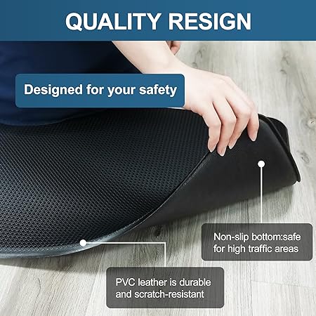 Anti Fatigue Cushioned Non Slip Standing Mats for Home Kitchen Sink Office Standing Desk Standup Desk Riser Laundry (Black, 17.3" x28"+17.3" x28"-0.47")