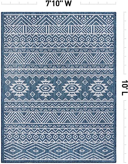 Lecce Distressed Geometric Bohemian Textured Flat Weave Easy Cleaning Outdoor Rugs